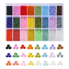 24 Grids 2mm Glass Beads Mixed Colors for Jewelry