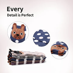 5 Pairs Women's Dog Novelty Crew Socks Funny Christmas Gift