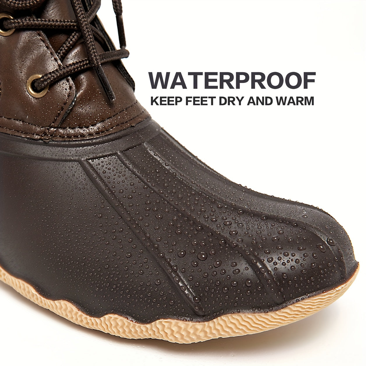 Thermal Waterproof PVC Duck Boots Lace Up Non Slip Snow Rain Boots