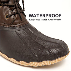 Thermal Waterproof PVC Duck Boots Lace Up Non Slip Snow Rain Boots