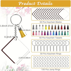 250PCS Sublimation Blank Leather Keychain with Tassel