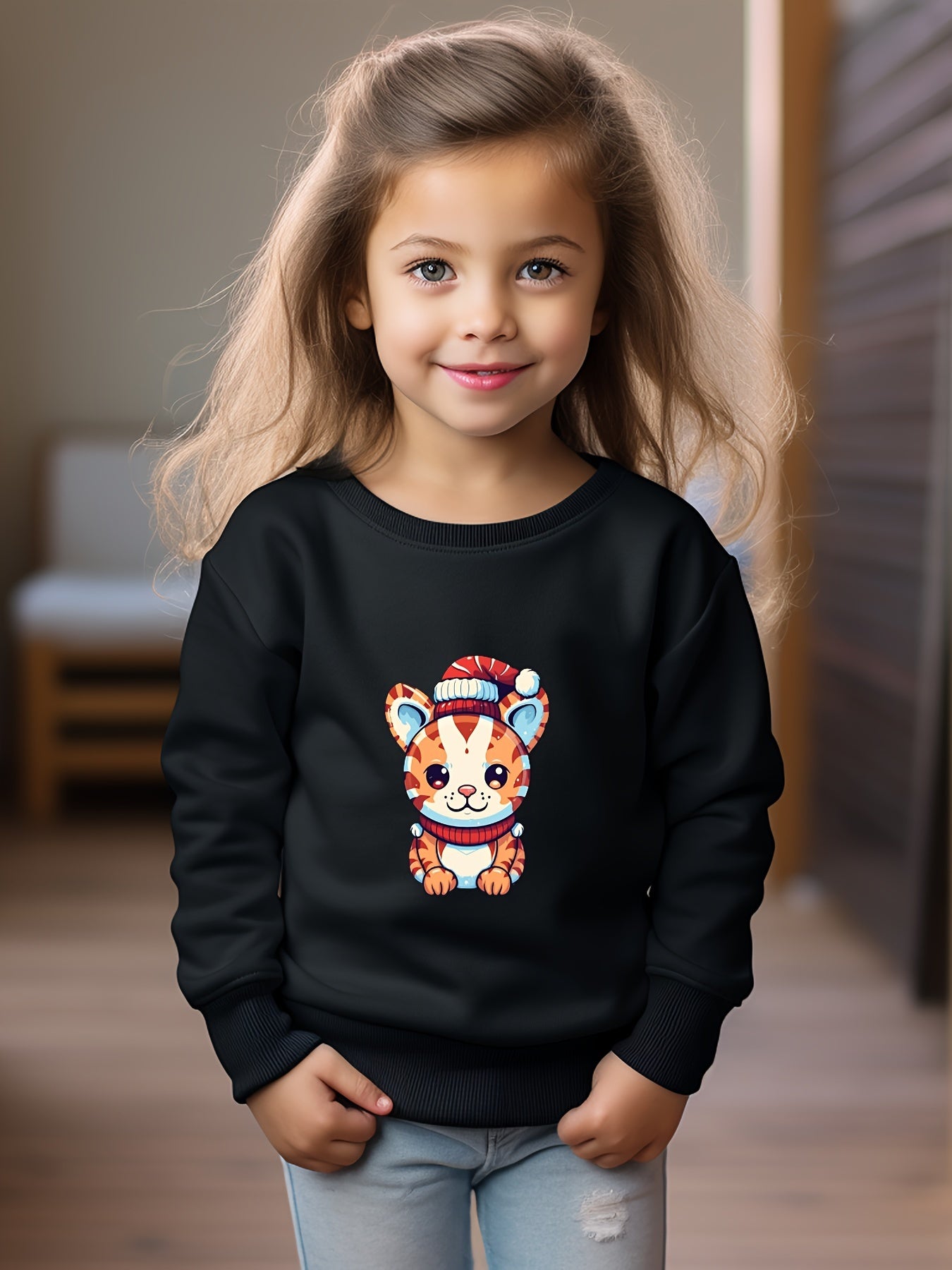 OERYUI Christmas Kitty Sweatshirt Kids Gift