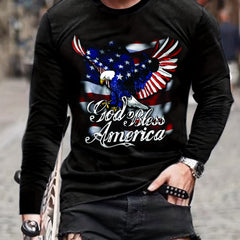 Eagle Print Men's Long Sleeve Novelty T shirt For Autumn