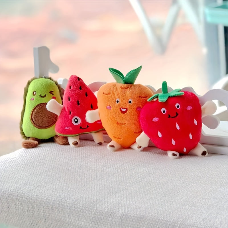 Cartoon Fruit Plush Keychain Strawberry Watermelon Carrot Charm Gift Pendant