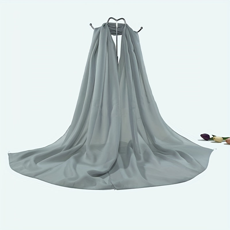 Solid Chiffon Scarf Casual Breathable Shawl Women Head Wrap