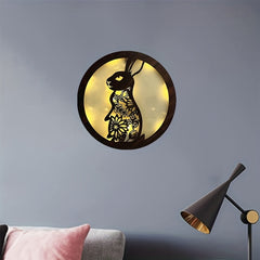 Children's Room Decoration Wall Clock LED Light Retro Wooden Sign