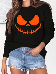 Halloween Jack O' Lantern Print Sweatshirt