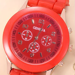 Student Silicone Quartz Watch with Red Butterfly Set and Bead Bracelet