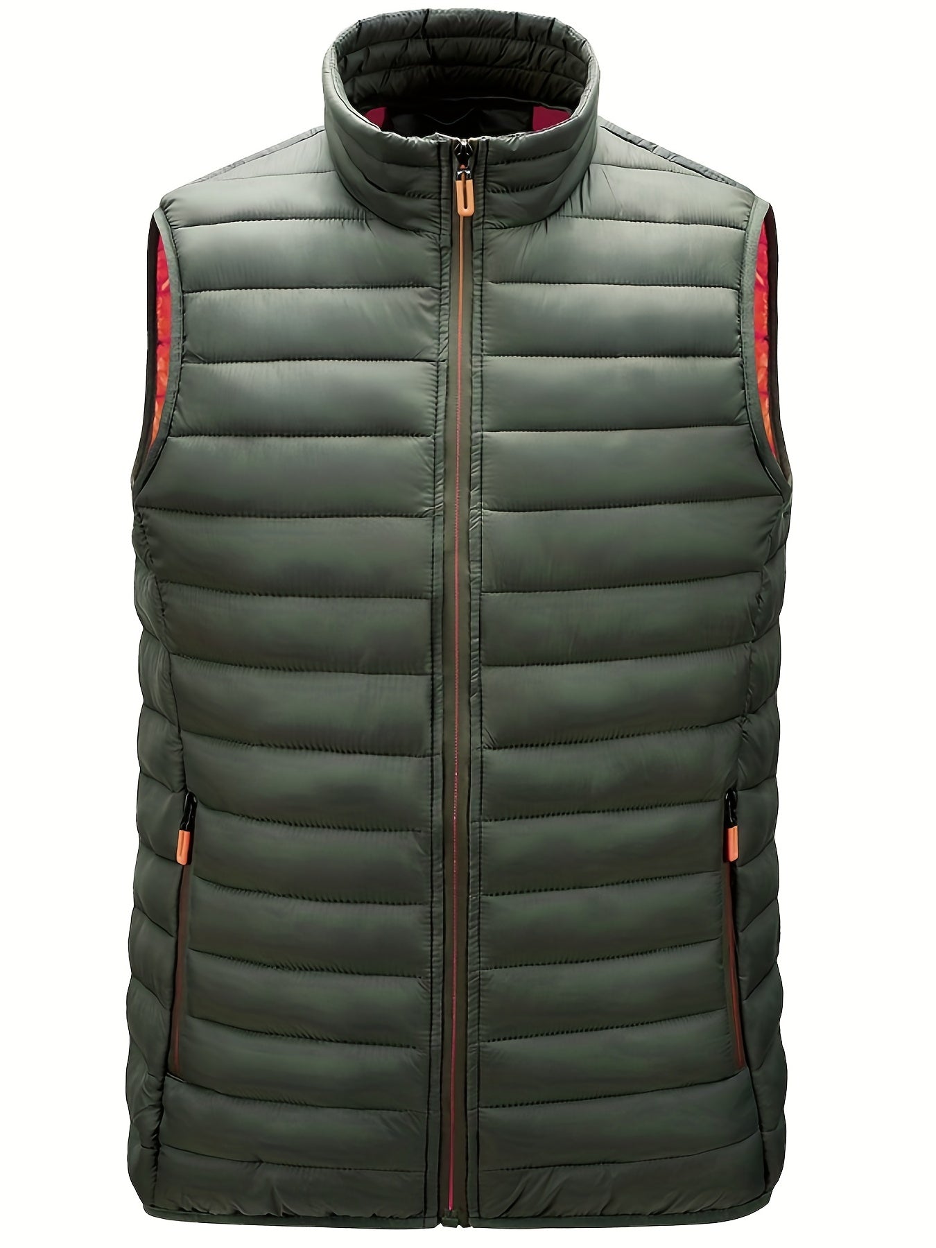 Men's Winter Vest Zipper Pockets Stand Collar Zip Up