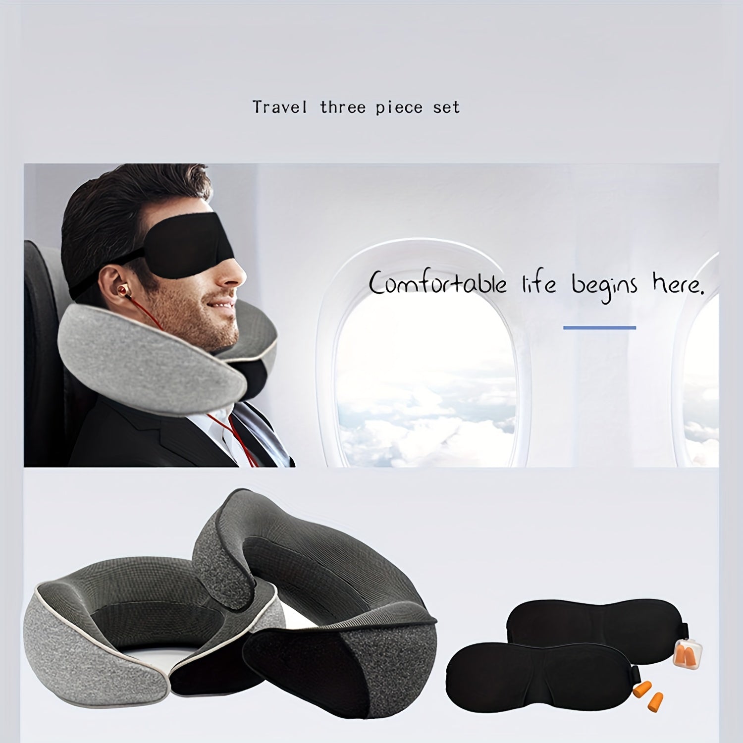 U Shaped Pillow Memory Cotton Neck Protector for Camping