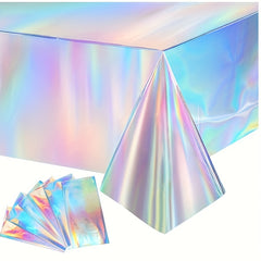 Rainbow Plastic Tablecloth Disposable Holographic Foil Rectangle Tablecloth