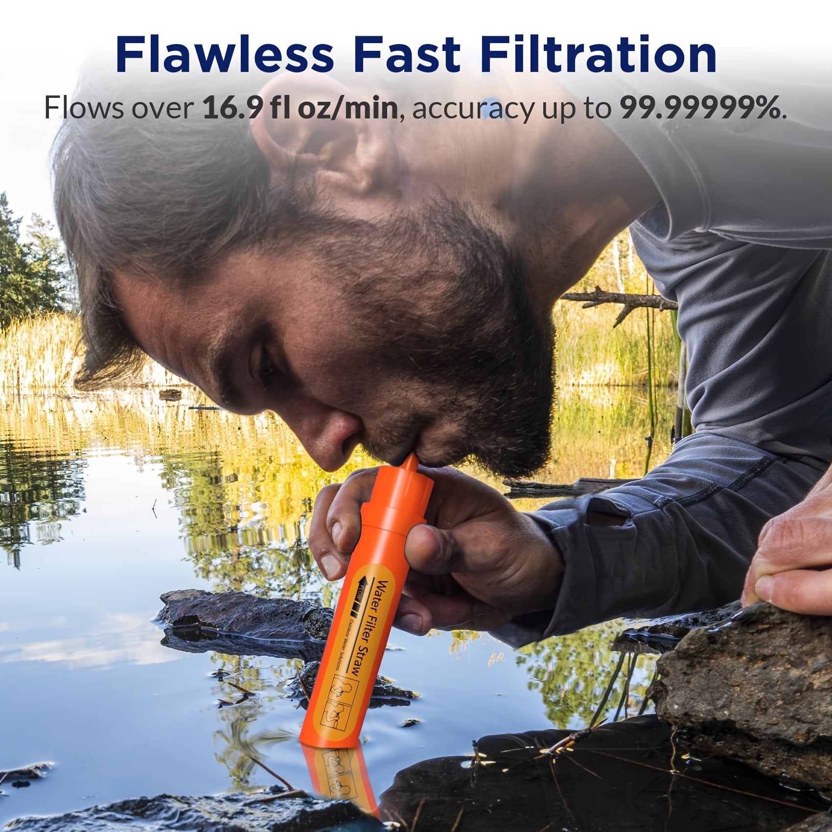 6pcs Mini Water Filter Straw Purifier for Hiking Camping Travel Emergency