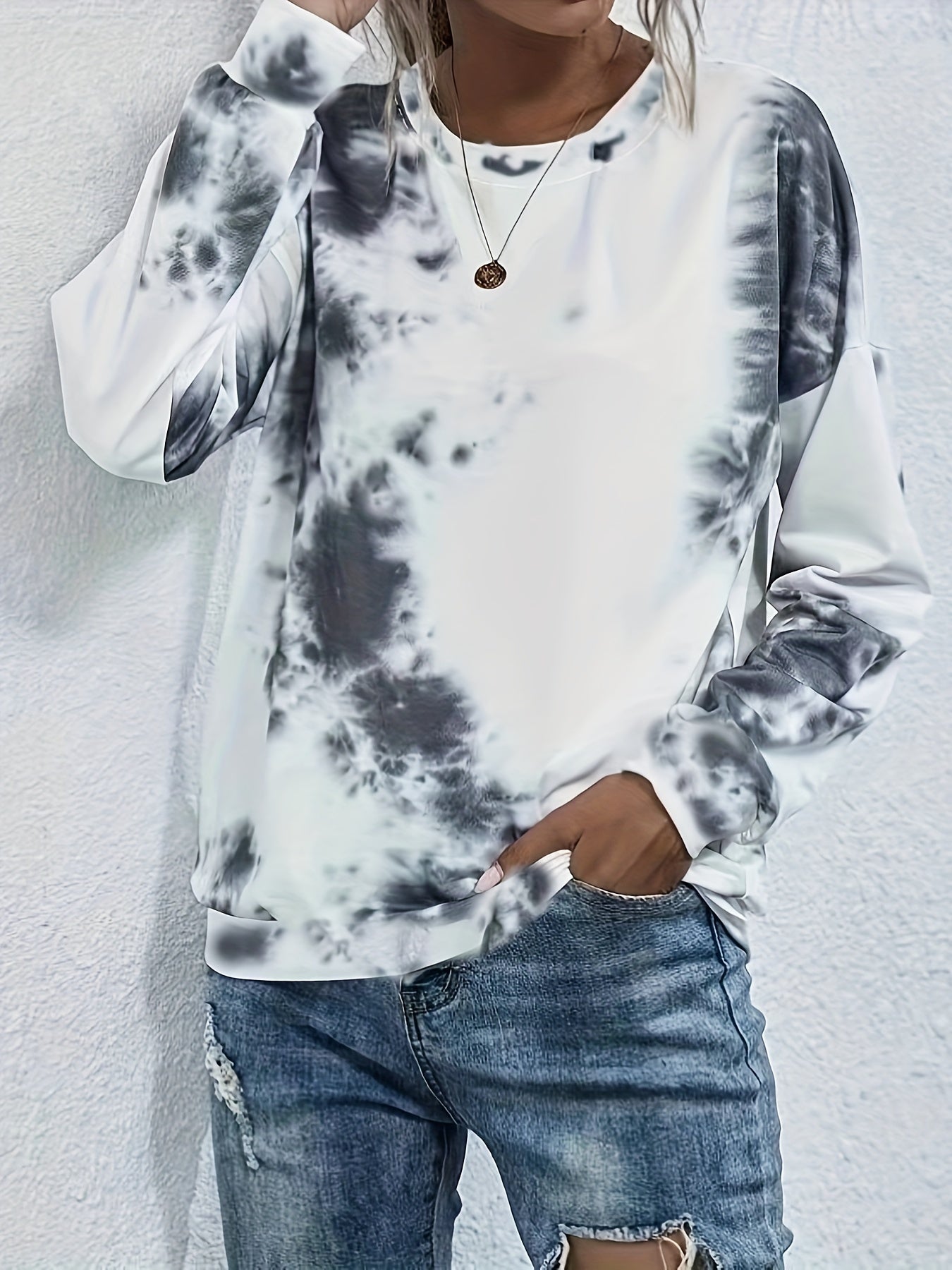 Tie Dye Print Pullover Sweatshirt for Women