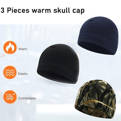 3pcs Warm Fleece Beanie Hat for Winter Sports