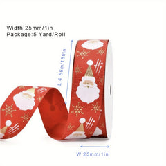 25mm Xmas Ribbon 5Yards, Craft Wedding Hair Bow Accessory