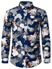 Men's Floral & Leaf Printed Casual Shirt Regular Fit Long Sleeves