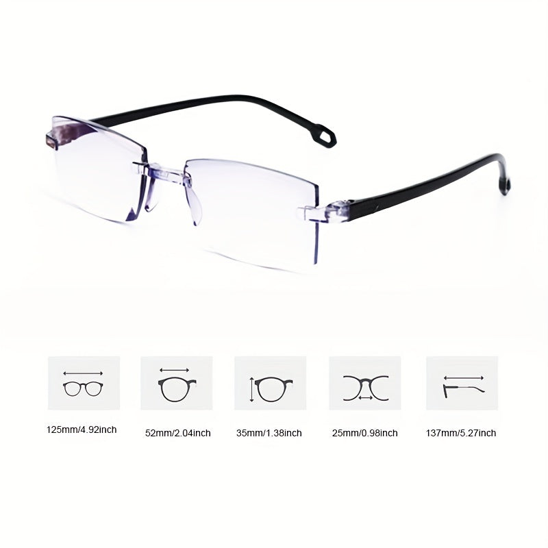 Portable Rimless Bifocal Anti Light Reading Glasses For Men