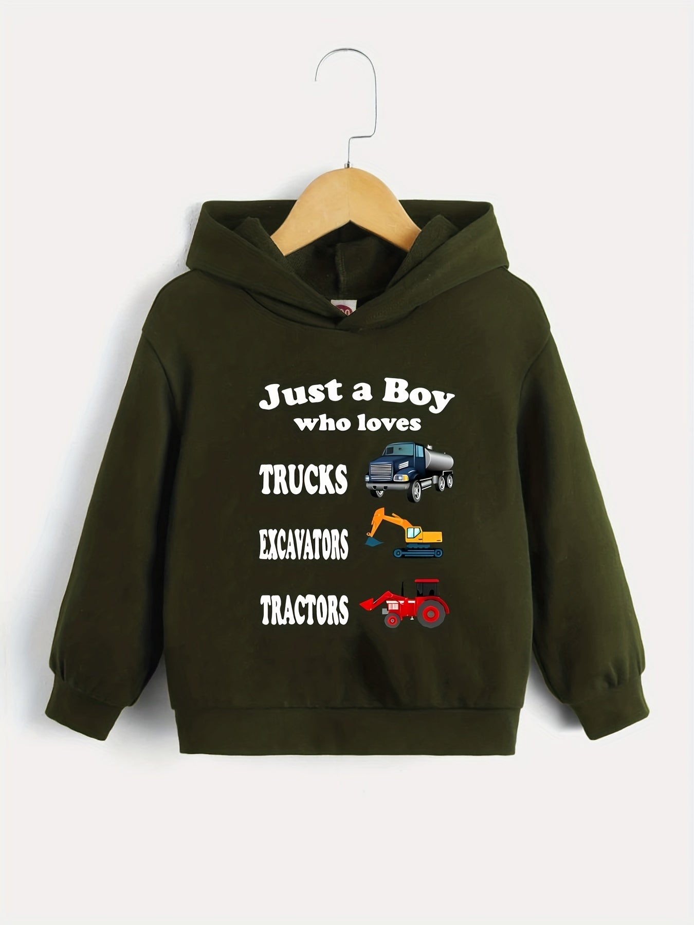 Trucks Excavators Tractors Boys Hooded Sweatshirt Spring Fall Kids Clothing