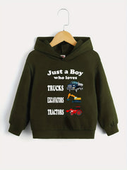 Trucks Excavators Tractors Boys Hooded Sweatshirt Spring Fall Kids Clothing
