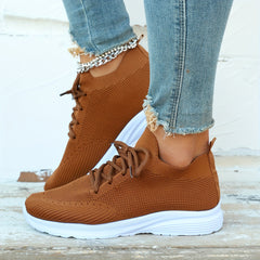 Women's Breathable Knit Sneakers Casual Lace Up Outdoor Shoes