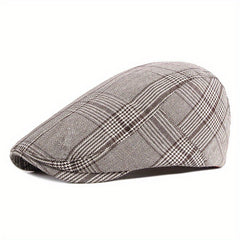 Men's Checkered Beret Duck Tongue Cap