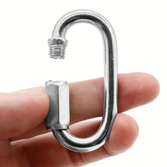 2pcs D Ring Carabiner Clip Stainless Steel Chain Link Locking Keychain