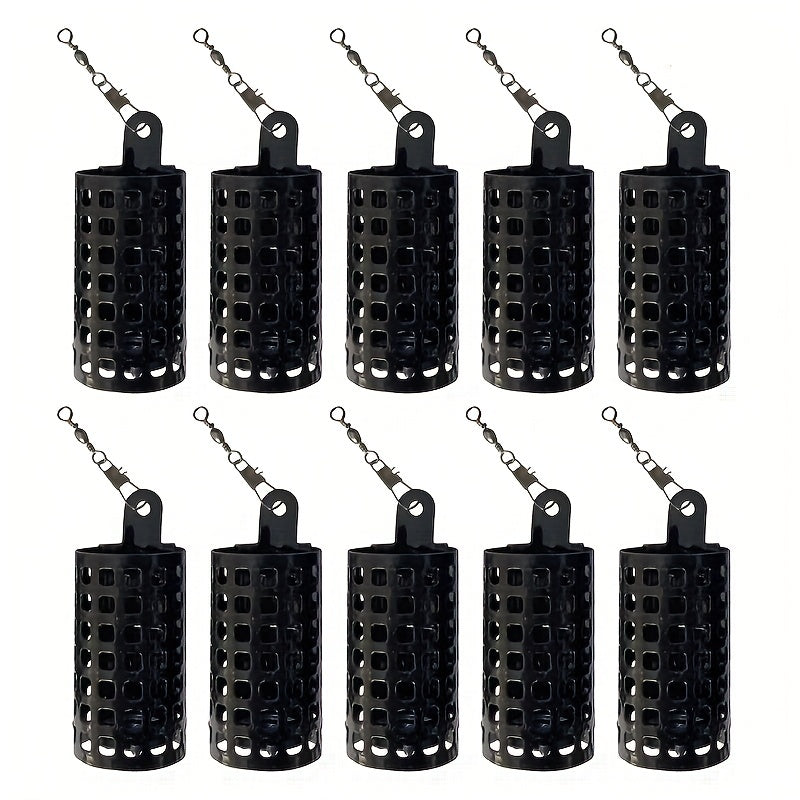 Metal Fishing Feeder With Swivel Snap Ring Bait Cage