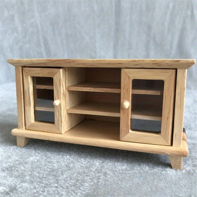 Dollhouse Mini Furniture Wooden TV Cabinet Storage Mini Villa Living Room Decor