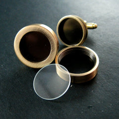 1pair Copper Plated Round Glass Cufflinks