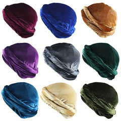 Golden Velvet Mens Headband Cap Elastic Soft Solid Cap