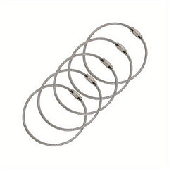 5pcs Stainless Steel Wire Keychain Keyring Luggage Tag Screw Key Chain