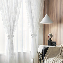 Sweet Sheer Lace Flower Curtain Rod Pocket Living Room Bedroom Decor
