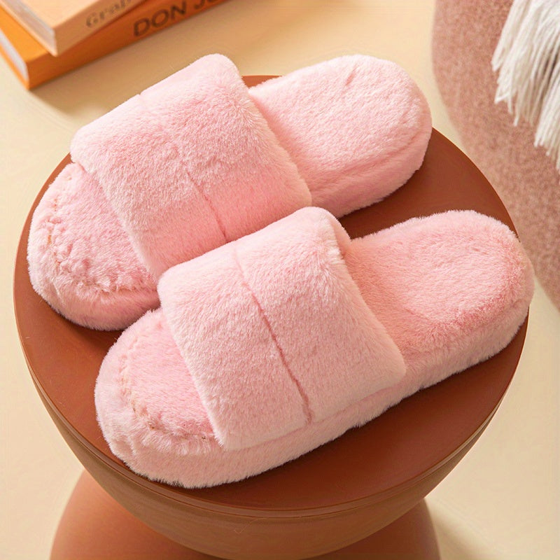 Women's Faux Fur Slippers Plush Platform Shoes