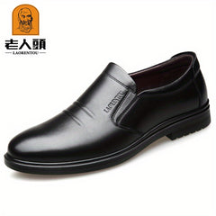 Men's Breathable Leather Dress Shoes Slip On Formal Shoes