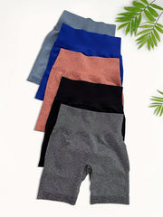 5pcs High Waisted Yoga Shorts for Women Solid Sports Activewear