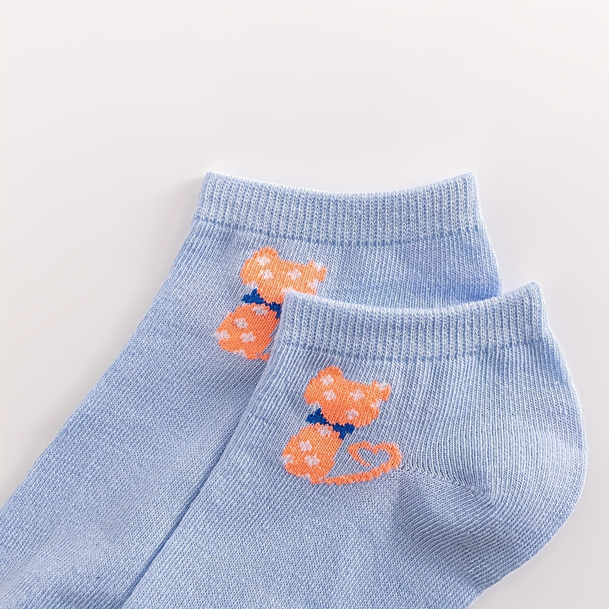5 Pairs Cartoon Spotted Cat Short Socks Cute Ankle Stockings Women's Hosiery