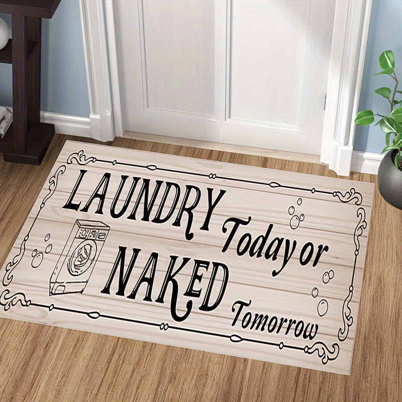 Laundry Room Runner Rug Non Slip Floor Mat Wooden Board Letter Hallway Entry Rug