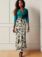 Graphic Print Bodycon Skirt High Waist Skinny Skirt