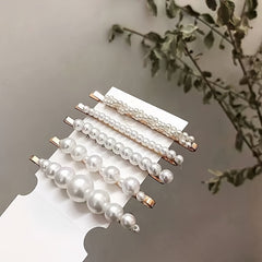 5pcs Sparkling Faux Pearl Hair Clips Vintage Hair Accessories