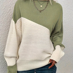 Casual Sweater Women's Plus Colorblock