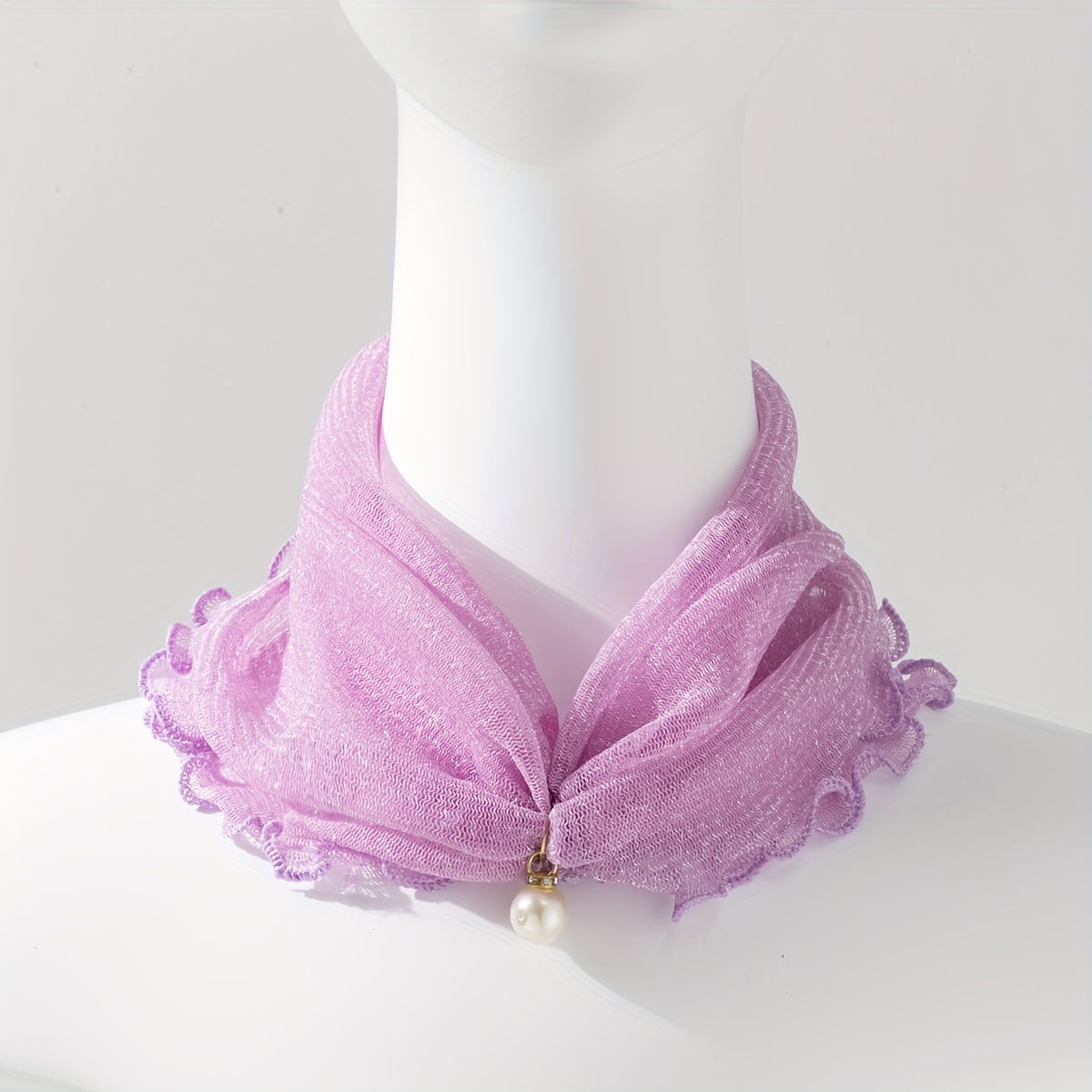 Glitter Ruffle Scarf Neckerchief Infinity Scarf Faux Pearl Headband