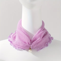 Glitter Ruffle Scarf Neckerchief Infinity Scarf Faux Pearl Headband