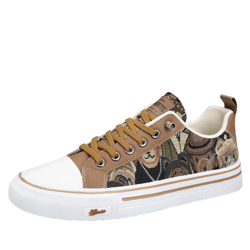 Men's Graphic Canvas Sneakers Casual Walking Shoes