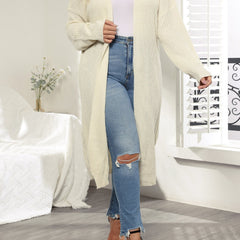 Casual Cardigan Women's Plus Solid Long Sleeve Open Front Long Cardigan