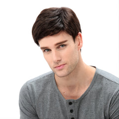 Men's Short Curly Brown Hair Wig