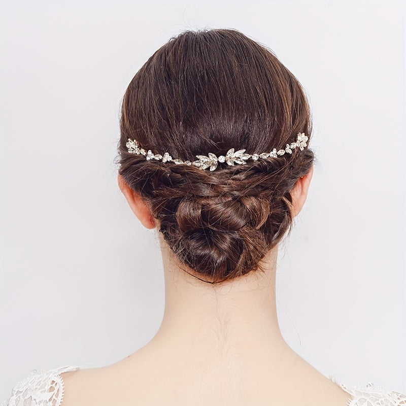 Crystal Hair Comb Bun Hair Headdress Floral Hair Comb Pair Comb Soft Chain Brida