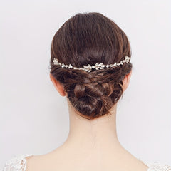 Crystal Hair Comb Bun Hair Headdress Floral Hair Comb Pair Comb Soft Chain Brida