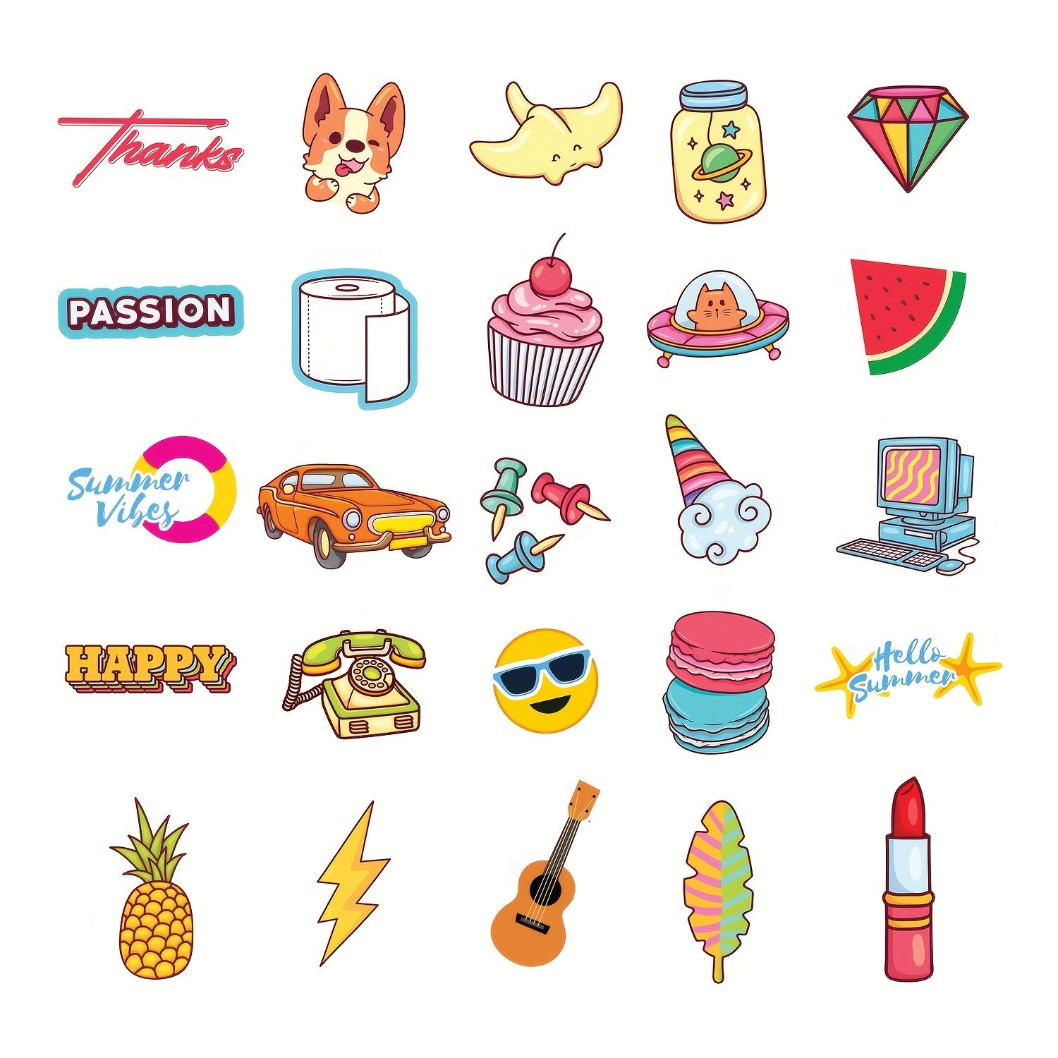 50pcs Water Bottles Vinyl Waterproof Stickers Laptop Skateboard Computer Sticker