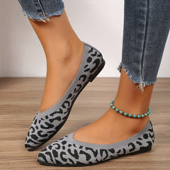 Leopard Print Flats Pointed Toe Slip On Shoes Soft Sole Ballet Flats