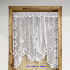 Floral Wavy Short Kitchen Curtains Adjustable Height Straps Ties Cafe